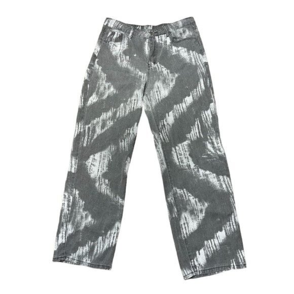 Shein women‎ high-waisted jean with print grey  and white size L - Picture 6 of 13